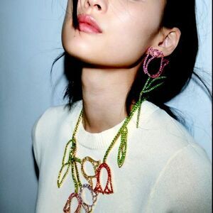 New! Zara Rhinestone Tulip Earrings